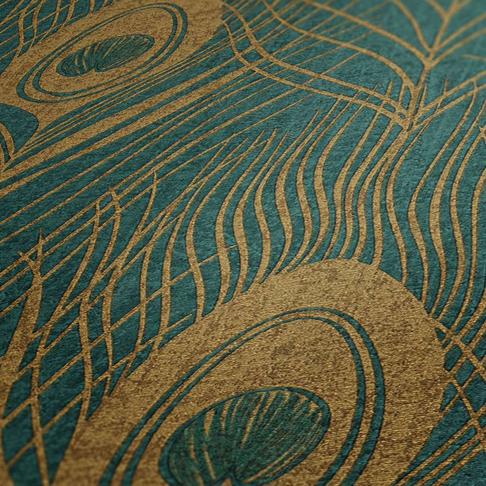 Absolutely Chic - Peacock Feather botanical wallpaper AS Creation    