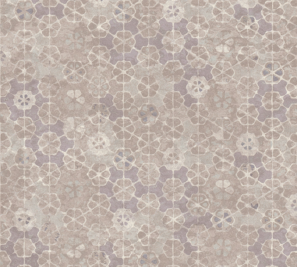 New Walls - Bohemian Tiles geometric wallpaper AS Creation Roll Taupe  373912