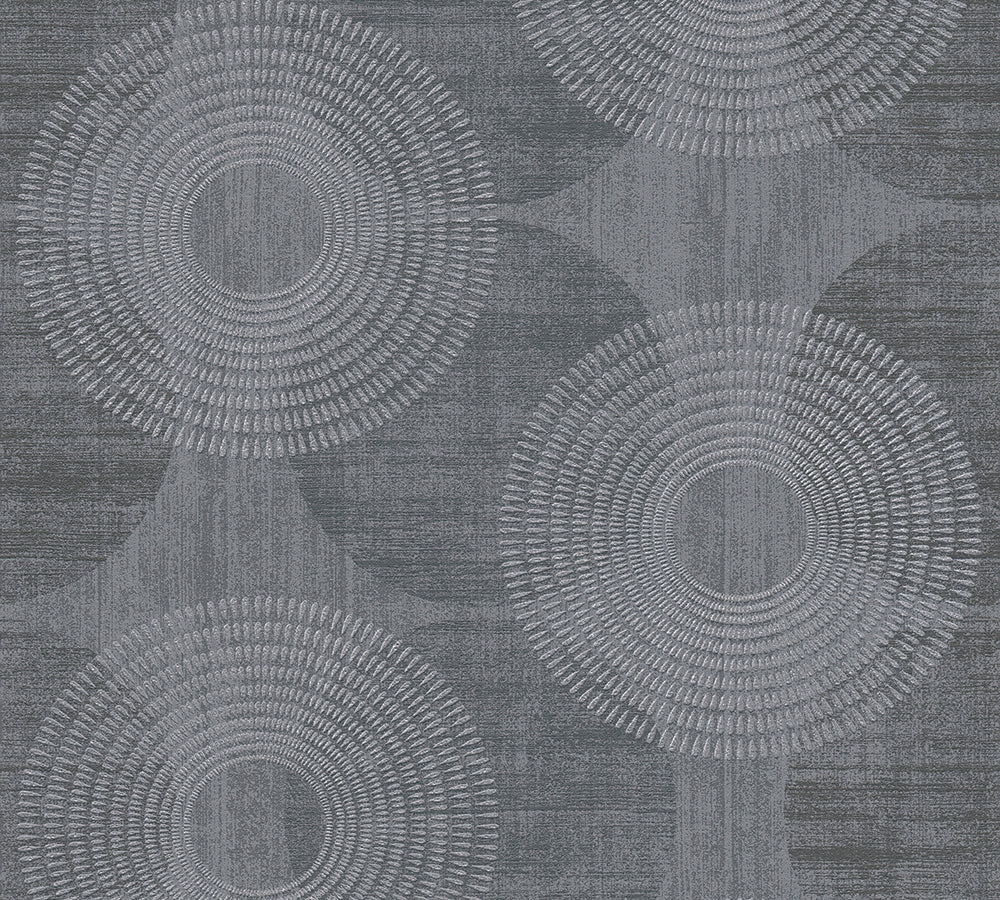 Attractive - Modern Circles geometric wallpaper AS Creation Sample Dark Grey  378326-S