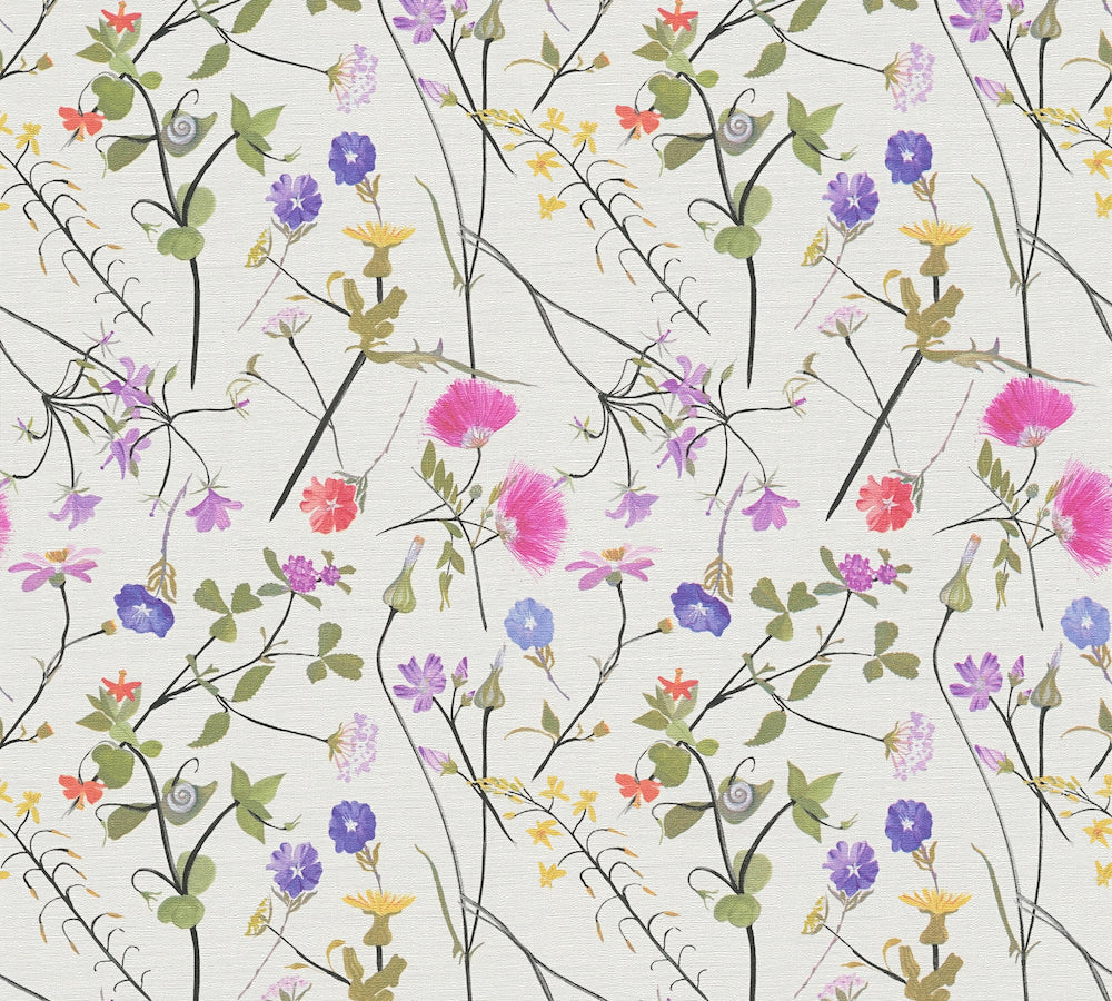 House of Turnowsky - Flowers botanical wallpaper AS Creation Roll White  389011