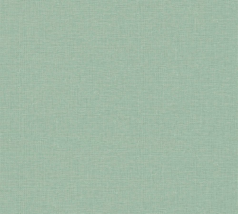 House of Turnowsky - Linen Style plain wallpaper AS Creation Roll Light Green  389026