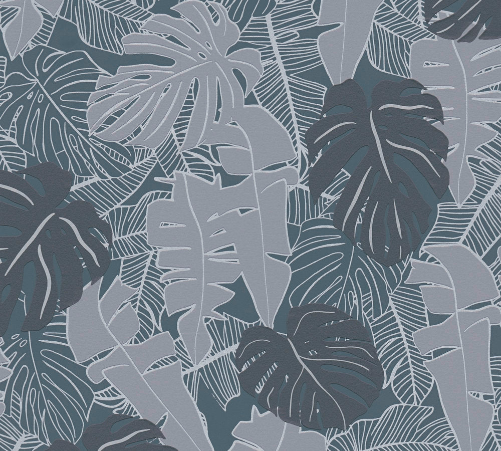 House of Turnowsky - Banana Leaves botanical wallpaper AS Creation Roll Grey  389052