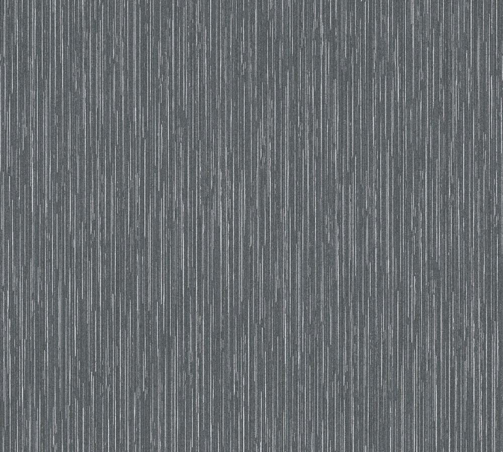 Villa - Fine Lines plain wallpaper AS Creation Roll Dark Grey  375599