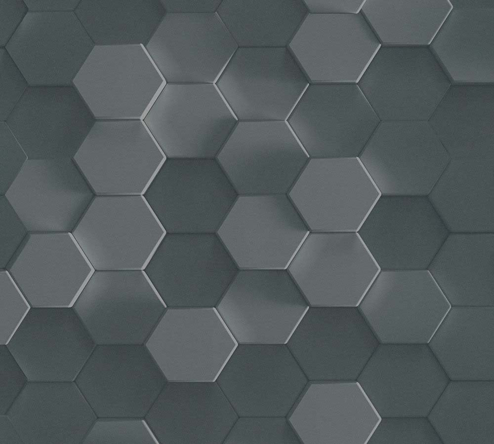 Pint Walls - Hexagon 3D geometric wallpaper AS Creation Roll Dark Grey  387233