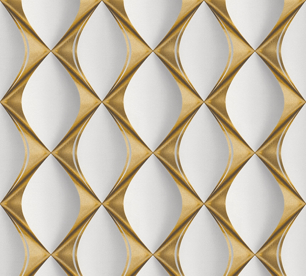 My Home My Spa - Luxe Diamond geometric wallpaper AS Creation Roll Gold  386911