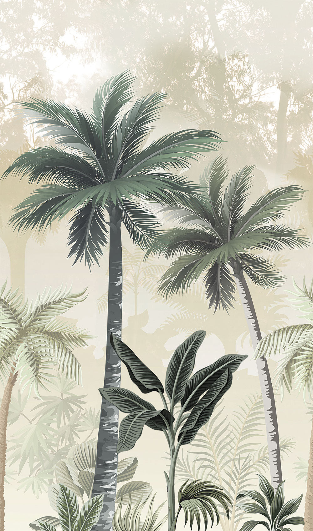 Smart Art Easy - Palm Trees smart walls Marburg Pale Green   47203