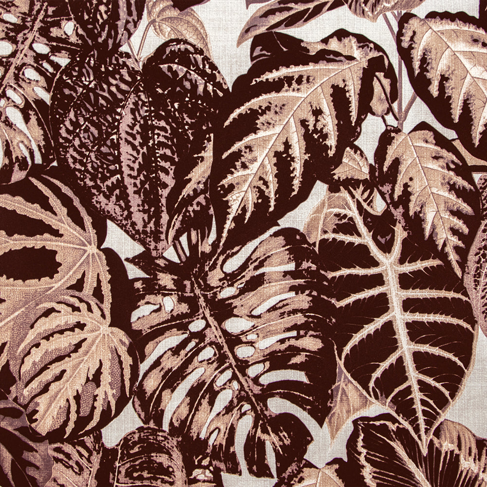 Feel - Flocked Elephant Leaf botanical wallpaper Hohenberger Roll Dark Red  81265-HTM