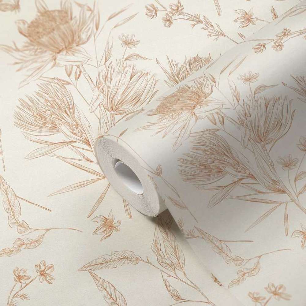 Drawn Into Nature - Protea botanical wallpaper AS Creation    