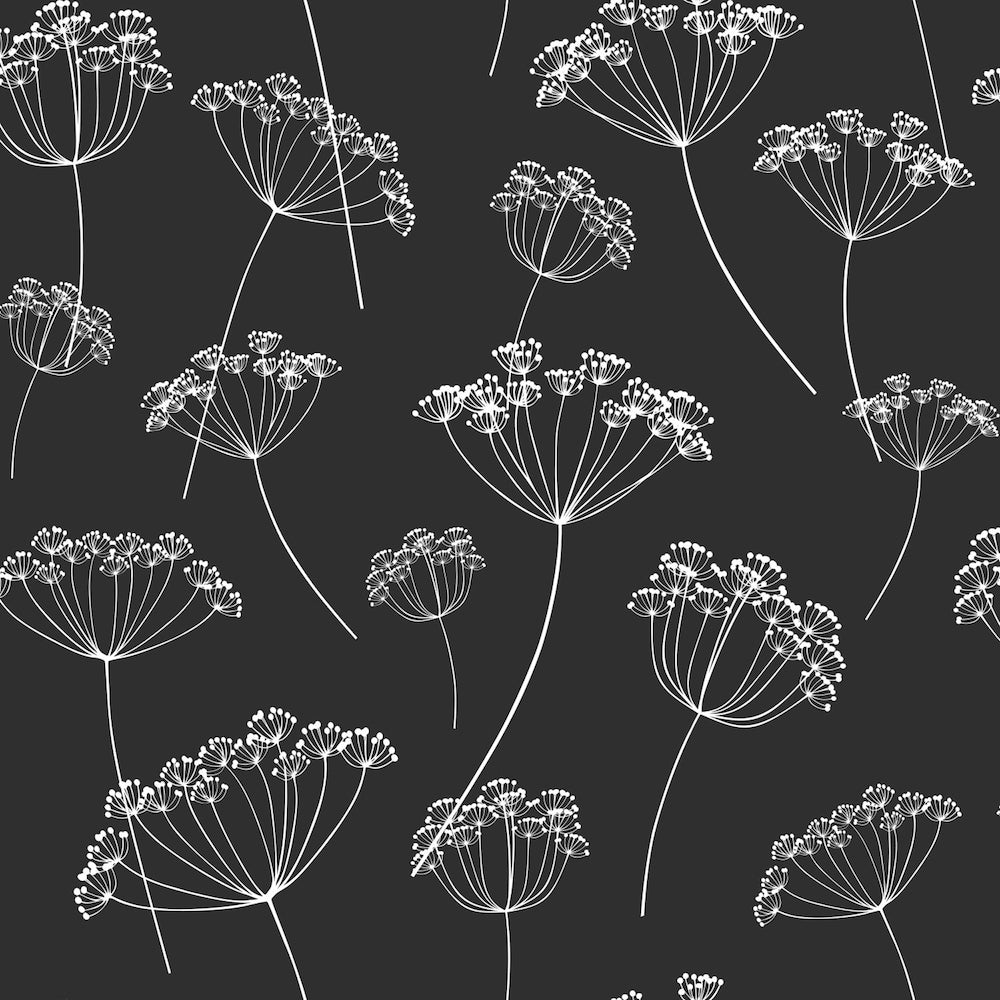 Vintage Flowers - Dandelions botanical wallpaper Esta Sample Black  139105-S