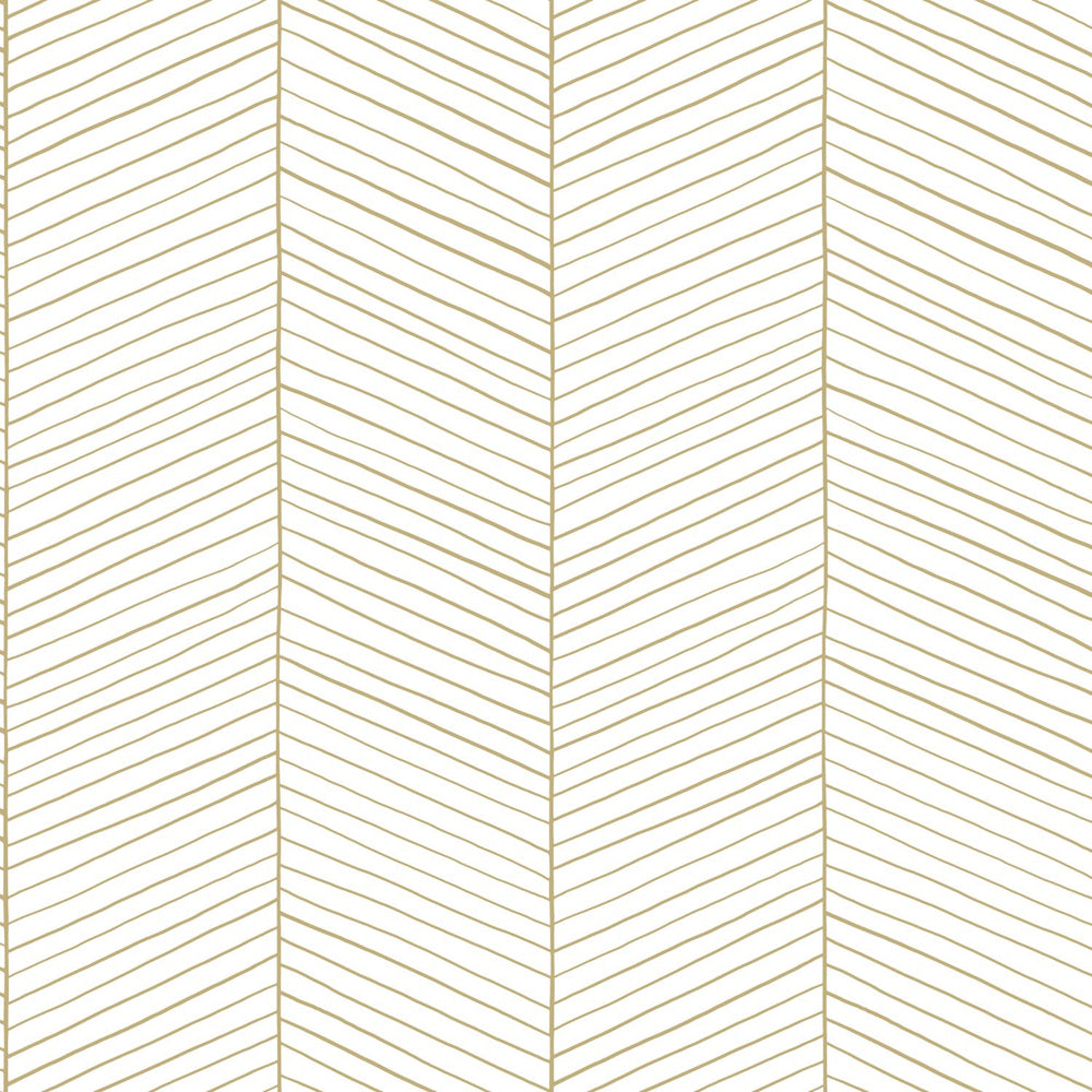 Art of Deco - Fine Herringbone art deco wallpaper Esta Roll White/Gold  139135