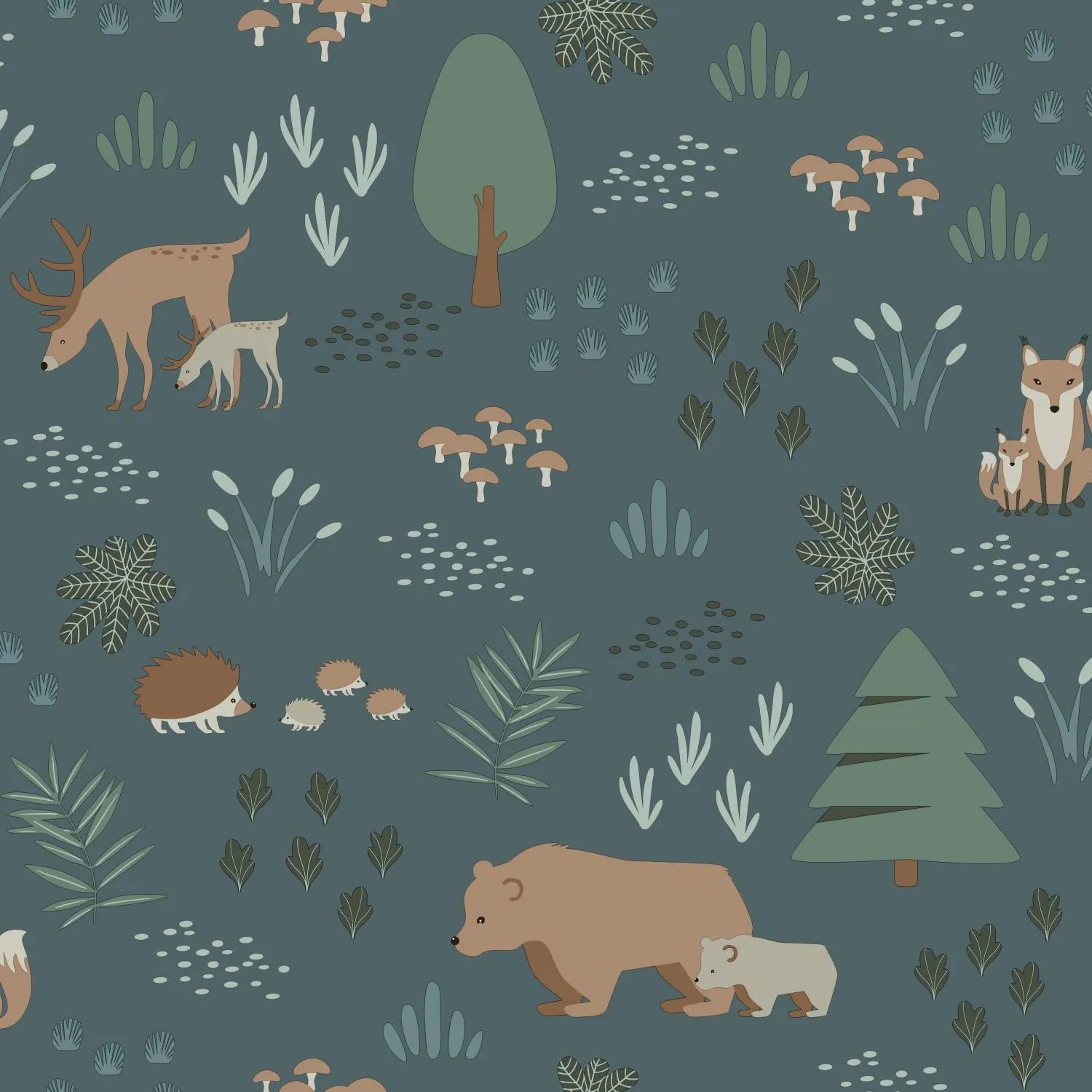 Forest Friends - Enchanted Glade kids wallpaper ESTAhome Roll Blue 139248