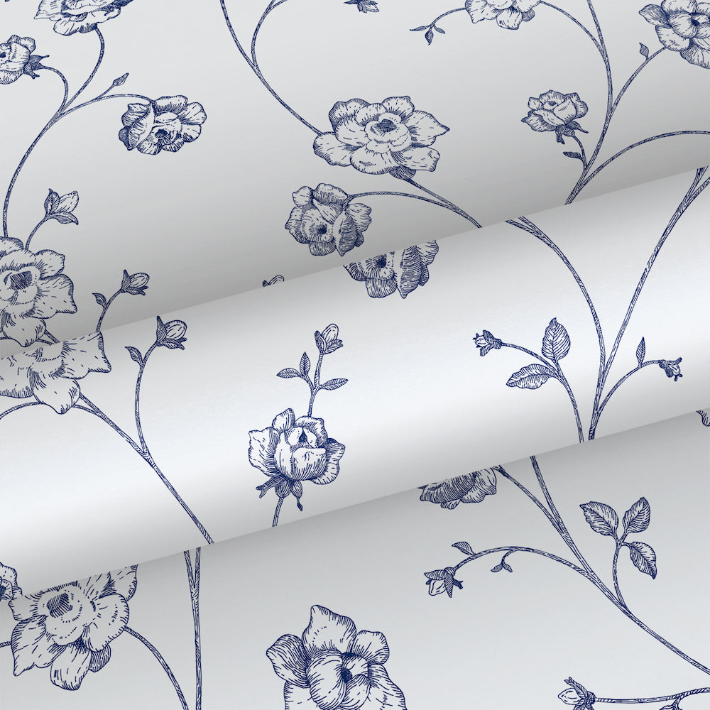 Vintage Flowers - Toile de Jouy botanical wallpaper Esta    