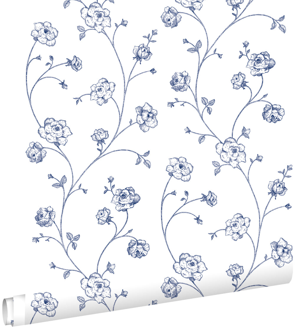 Vintage Flowers - Toile de Jouy botanical wallpaper Esta    
