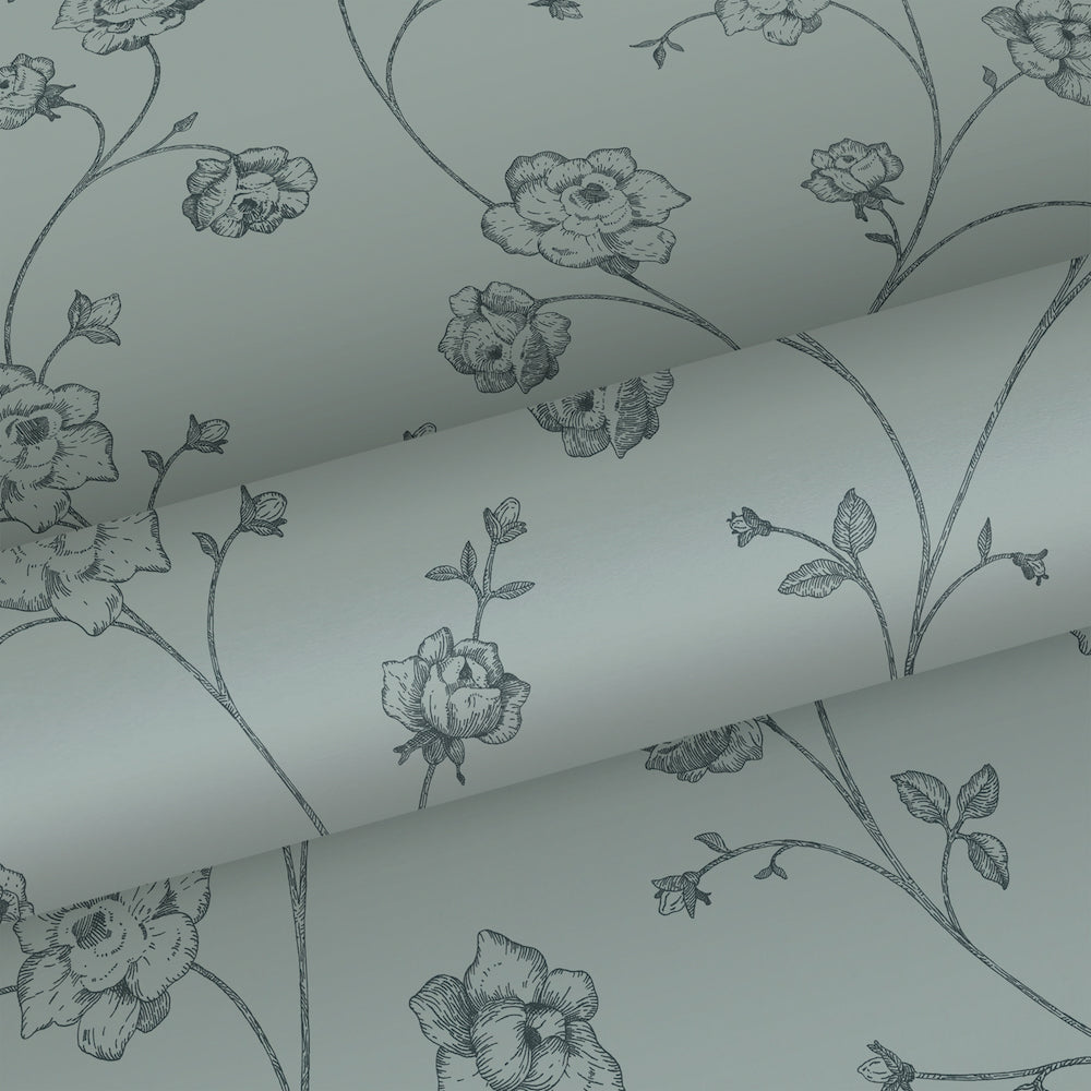 Vintage Flowers - Toile de Jouy botanical wallpaper Esta    