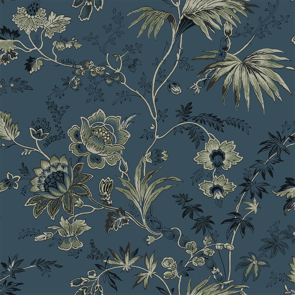 Vintage Flowers - Secret Garden botanical wallpaper Esta Roll Blue  139315