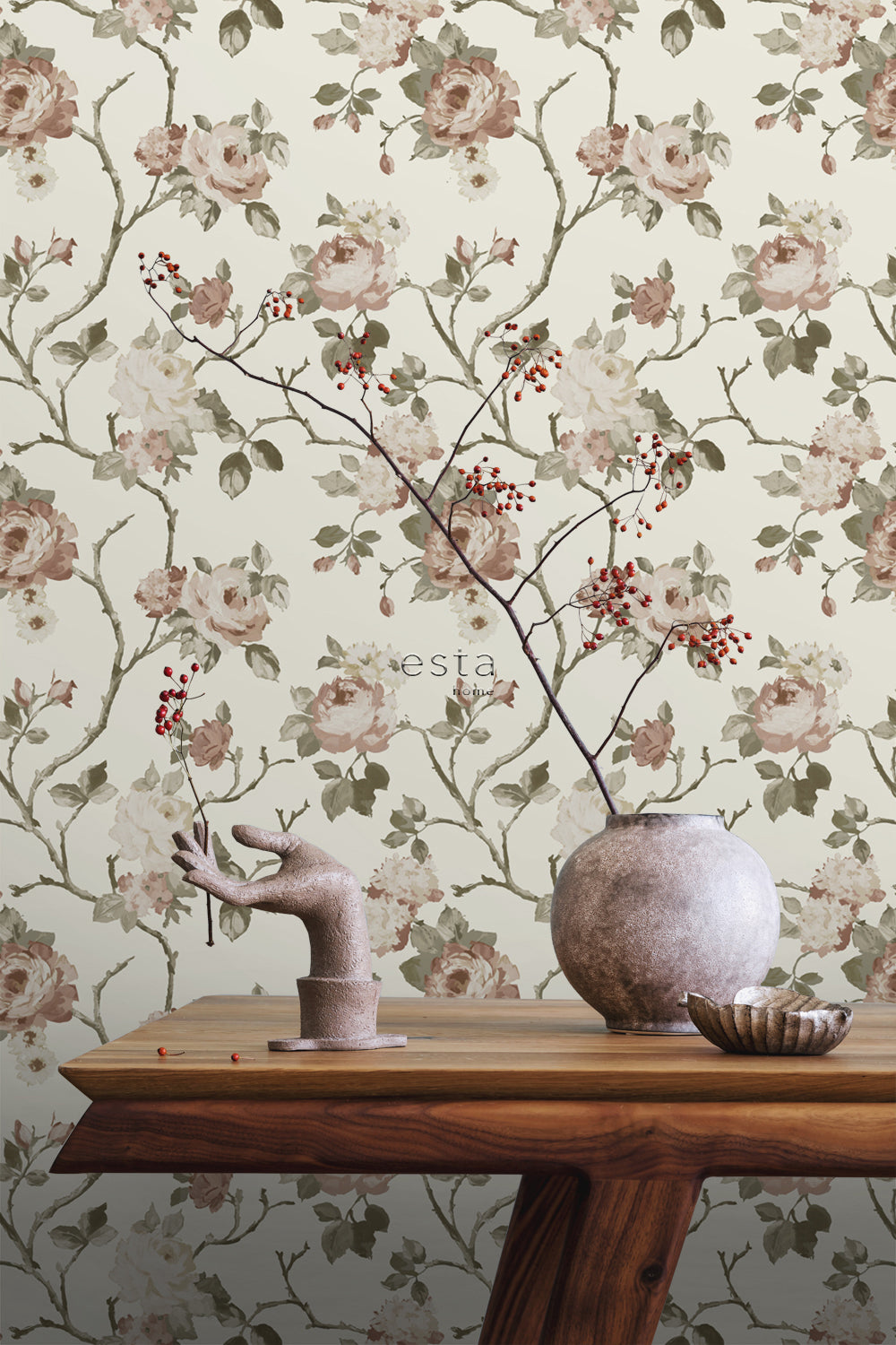 Vintage Flowers - Magic Rose botanical wallpaper Esta    
