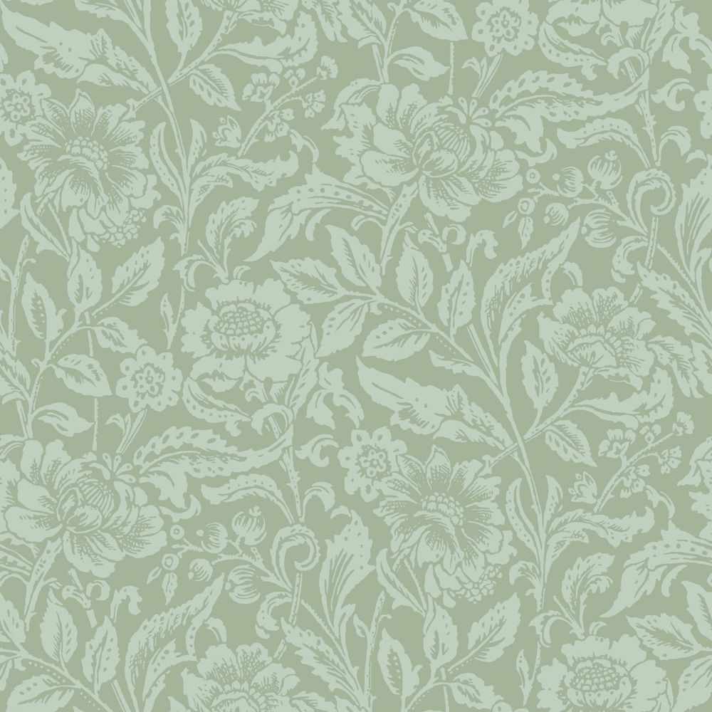 Vintage Flowers - Flowers botanical wallpaper Esta Roll Green  139428