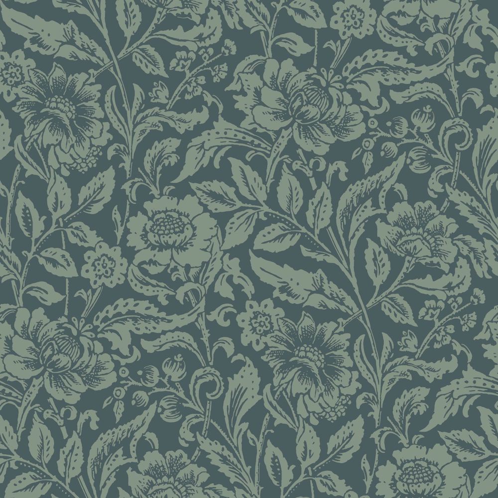 Vintage Flowers - Flowers botanical wallpaper Esta Roll Blue  139429