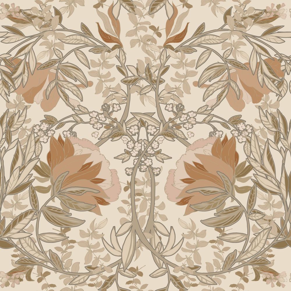 Vintage Flowers - Art Nouveau Flowers botanical wallpaper Esta Roll Light Beige  139459
