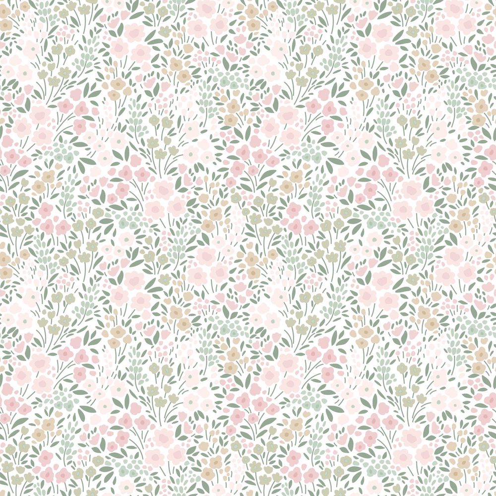 Vintage Flowers - Petit Garden botanical wallpaper Esta Roll Green  139532