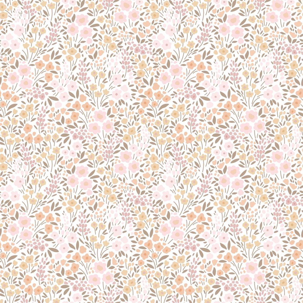 Vintage Flowers - Petit Garden botanical wallpaper Esta Roll Orange  139533