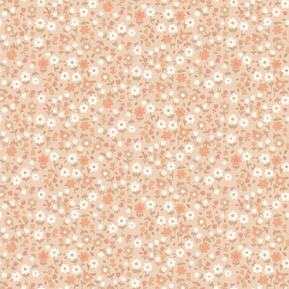 Vintage Flowers - Petit Flowers botanical wallpaper Esta Roll Orange  139580