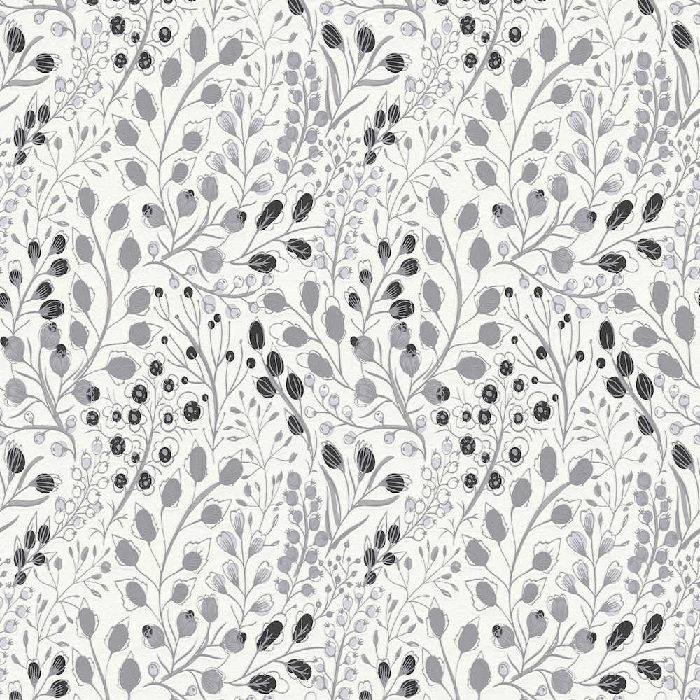 Attractive 2 - Trailing Flowers botanical wallpaper AS Creation Roll Grey  388473