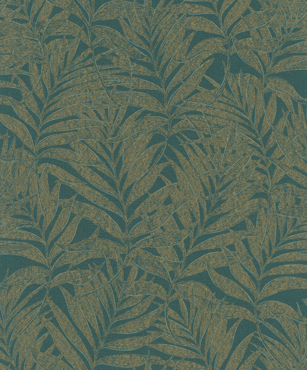 Habitat - Leaves botanical wallpaper Marburg Roll Green-Gold  34007