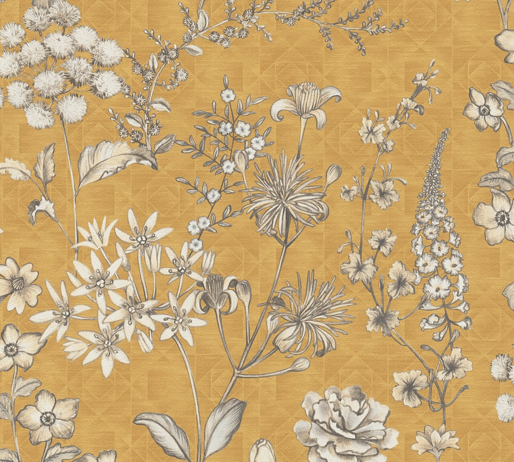 Metropolitan Stories 3 - Stockholm Floral botanical wallpaper AS Creation Roll Yellow  391172