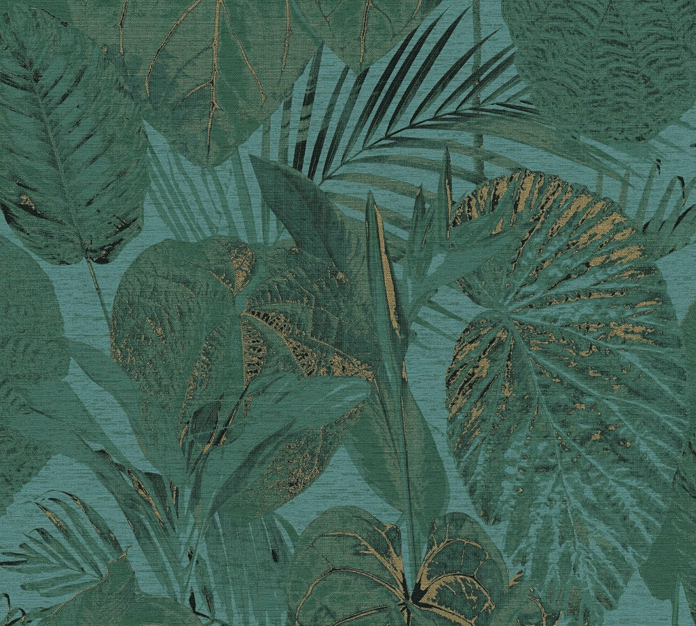 Famous Garden - Leaf Joy botanical wallpaper AS Creation Roll Dark Green  393553