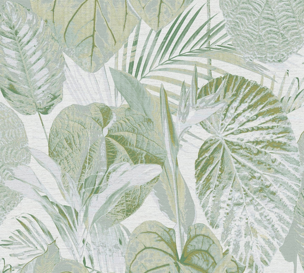 Famous Garden - Leaf Joy botanical wallpaper AS Creation Roll Light Green  393554