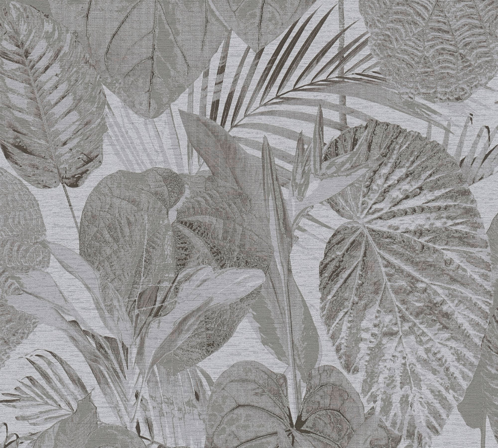 Famous Garden - Leaf Joy botanical wallpaper AS Creation Roll Grey  393555