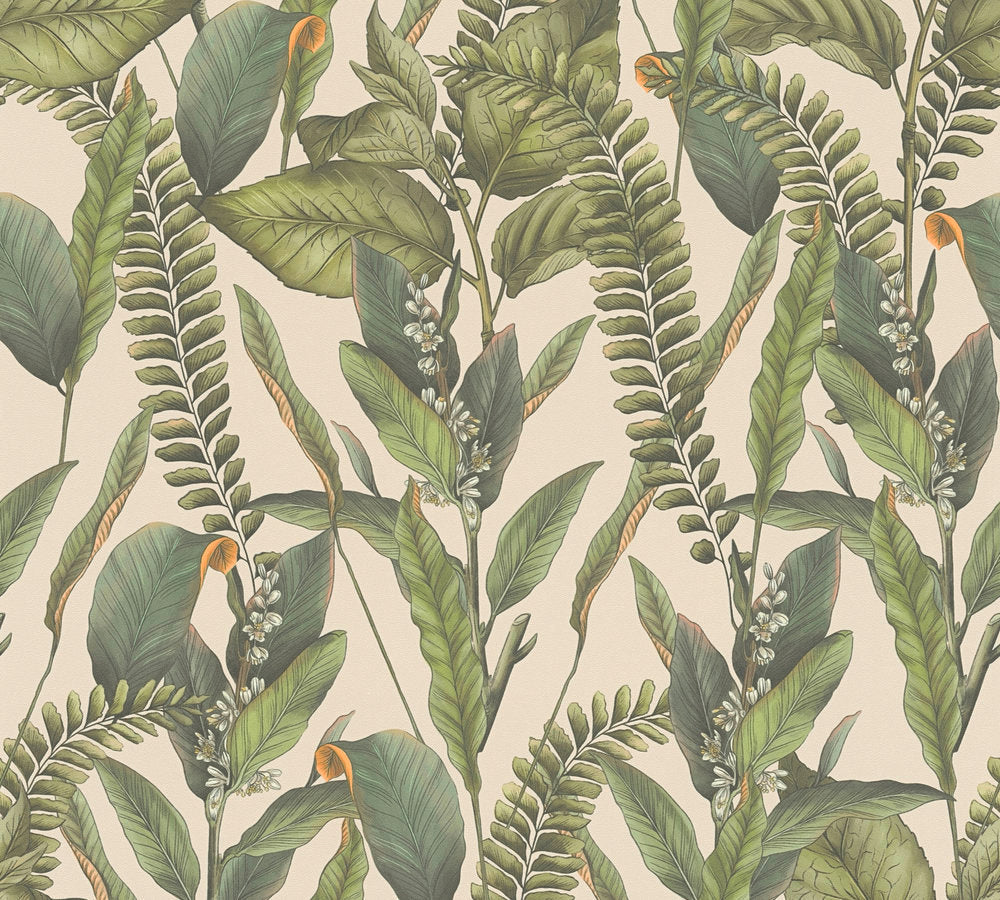 Drawn Into Nature - Foliage botanical wallpaper AS Creation Roll Beige 394132