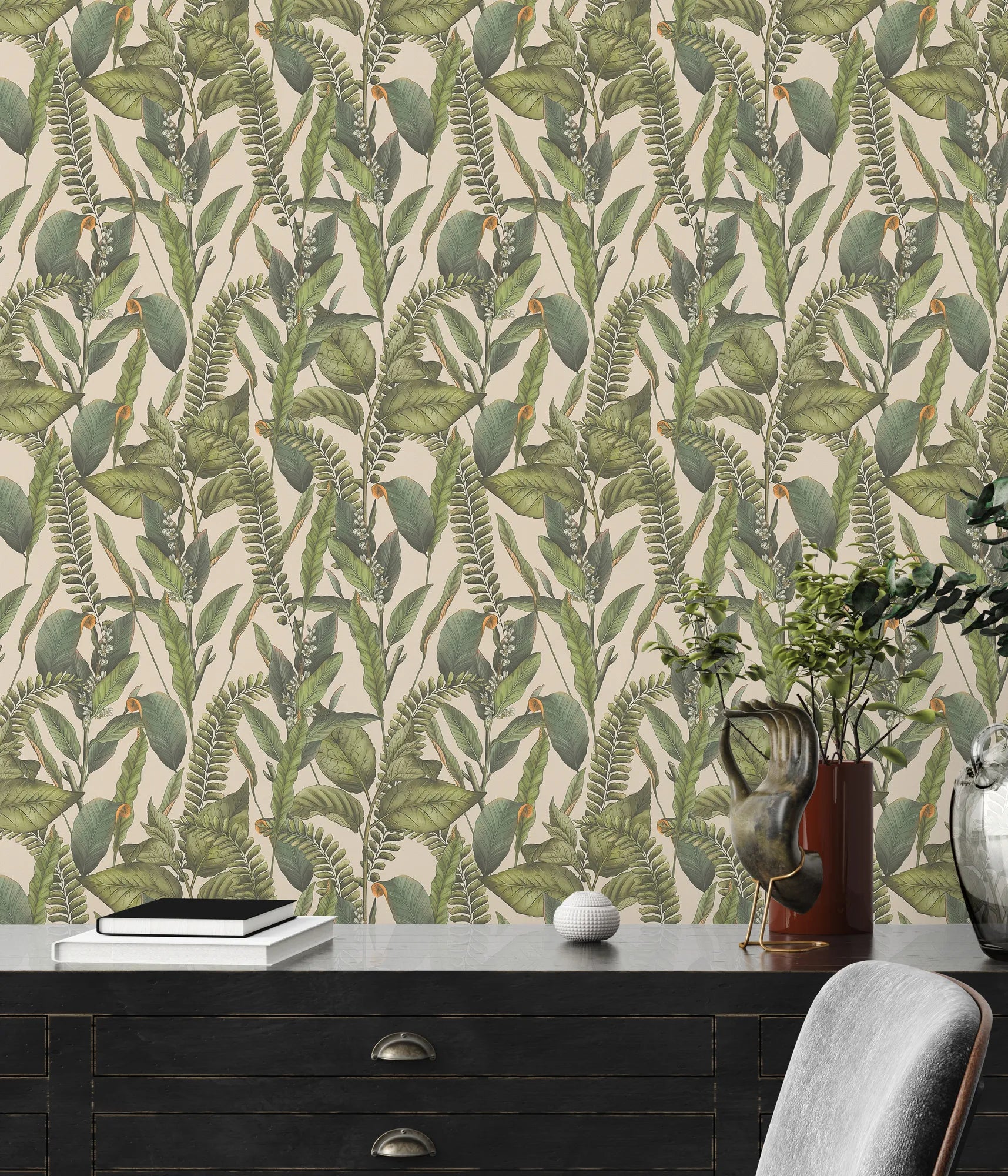 Drawn Into Nature - Foliage botanical wallpaper AS Creation