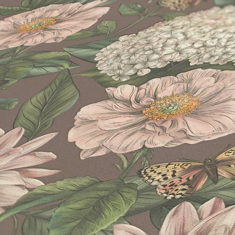 Drawn Into Nature - Flower Poetry botanical wallpaper AS Creation
