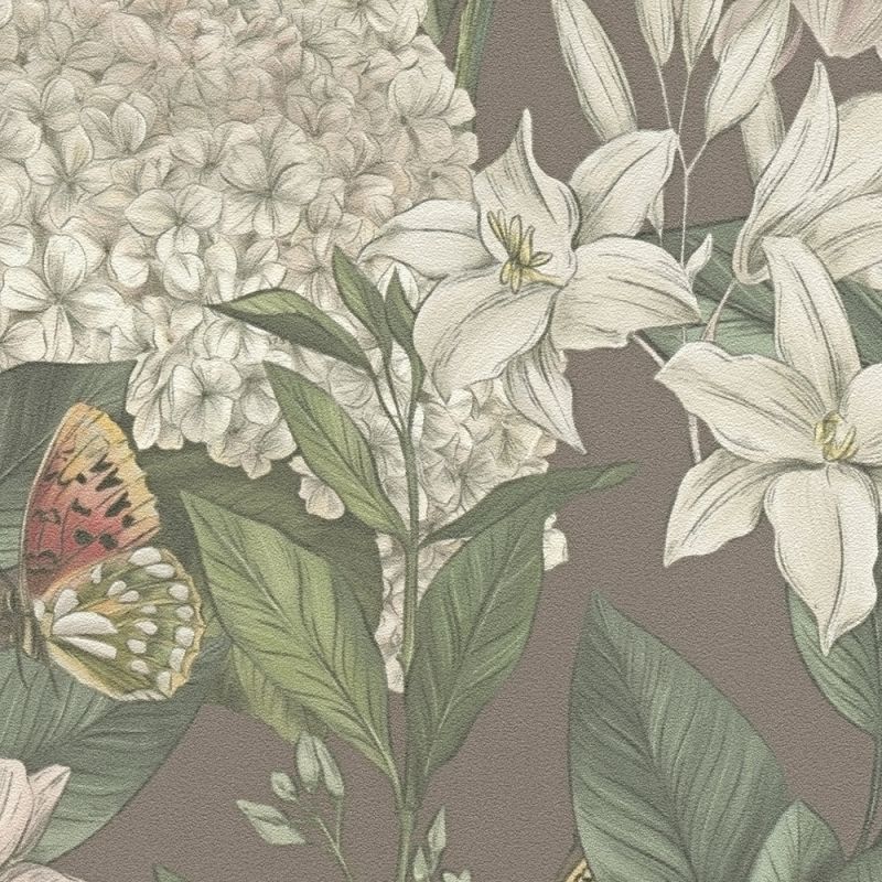 Drawn Into Nature - Flower Poetry botanical wallpaper AS Creation
