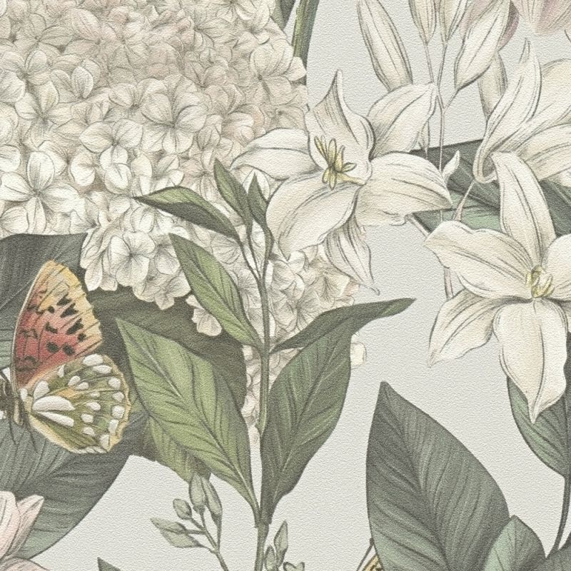 Drawn Into Nature - Flower Poetry botanical wallpaper AS Creation