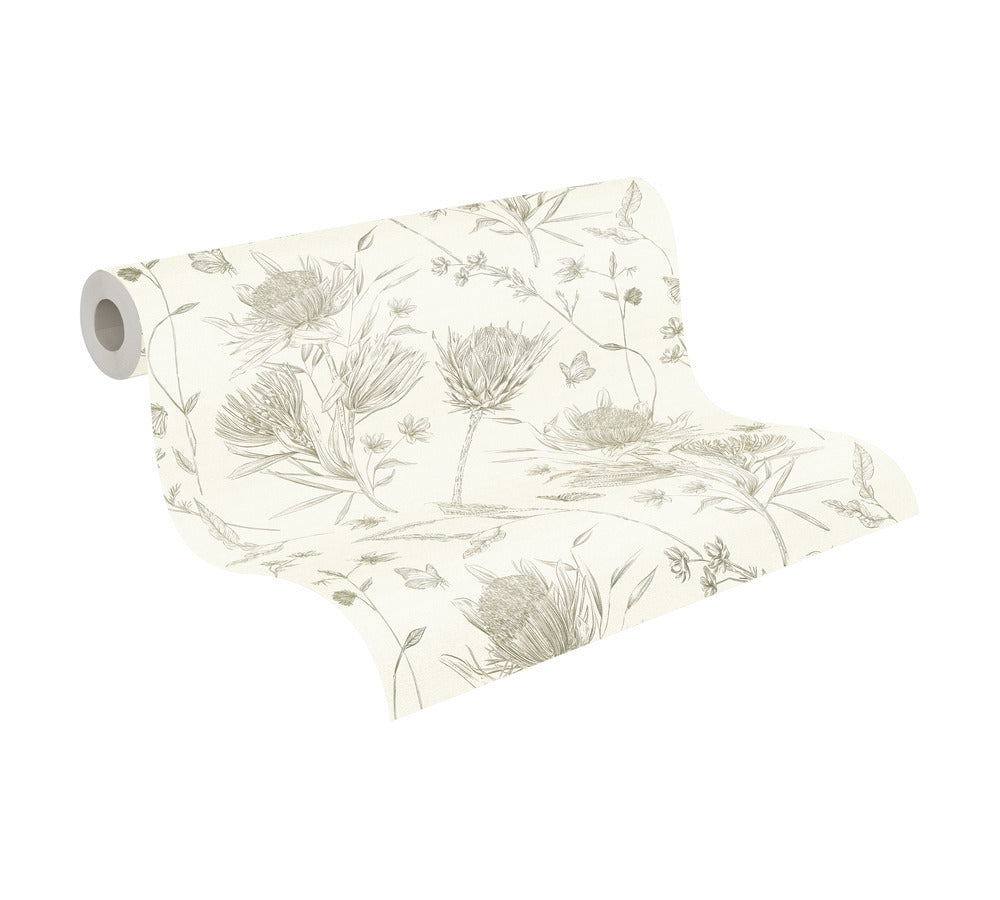 Drawn Into Nature - Protea botanical wallpaper AS Creation    