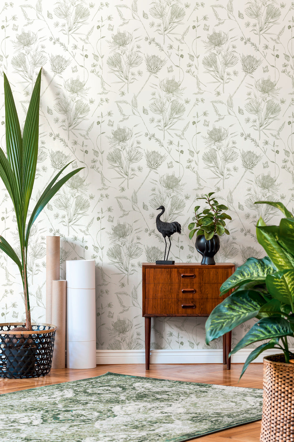 Drawn Into Nature - Protea botanical wallpaper AS Creation    