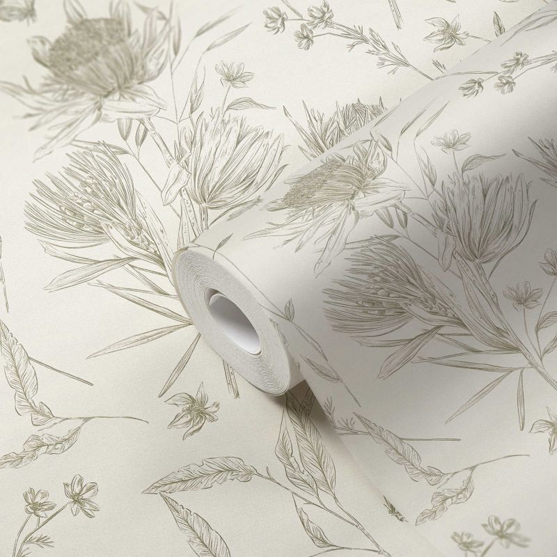 Drawn Into Nature - Protea botanical wallpaper AS Creation