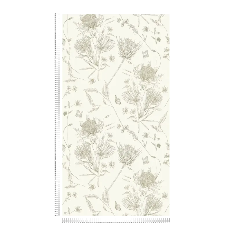Drawn Into Nature - Protea botanical wallpaper AS Creation