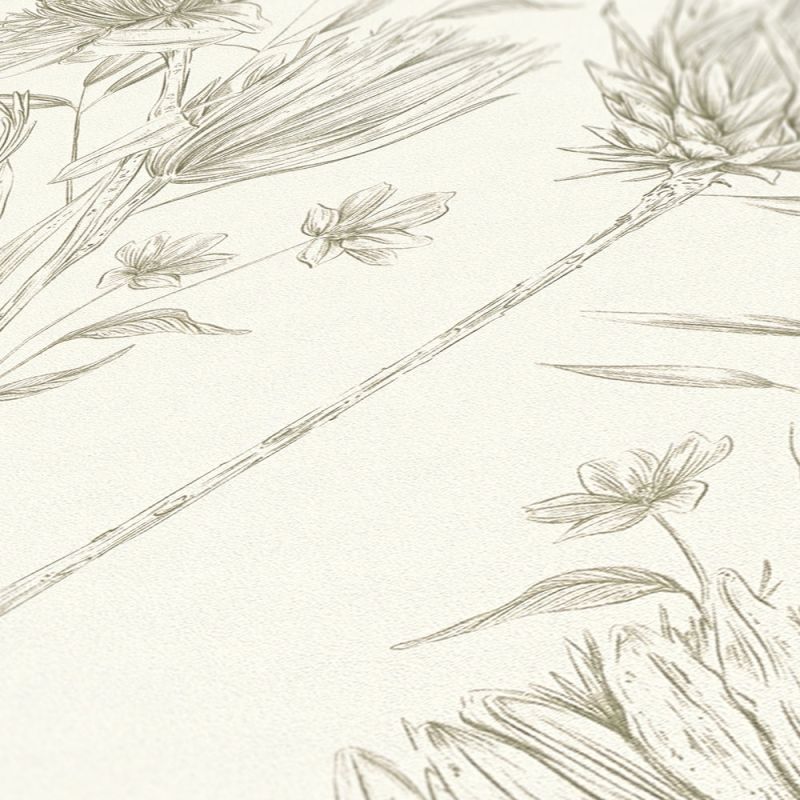 Drawn Into Nature - Protea botanical wallpaper AS Creation