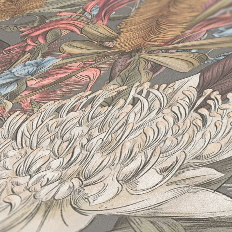 Drawn Into Nature - Flower Power botanical wallpaper AS Creation