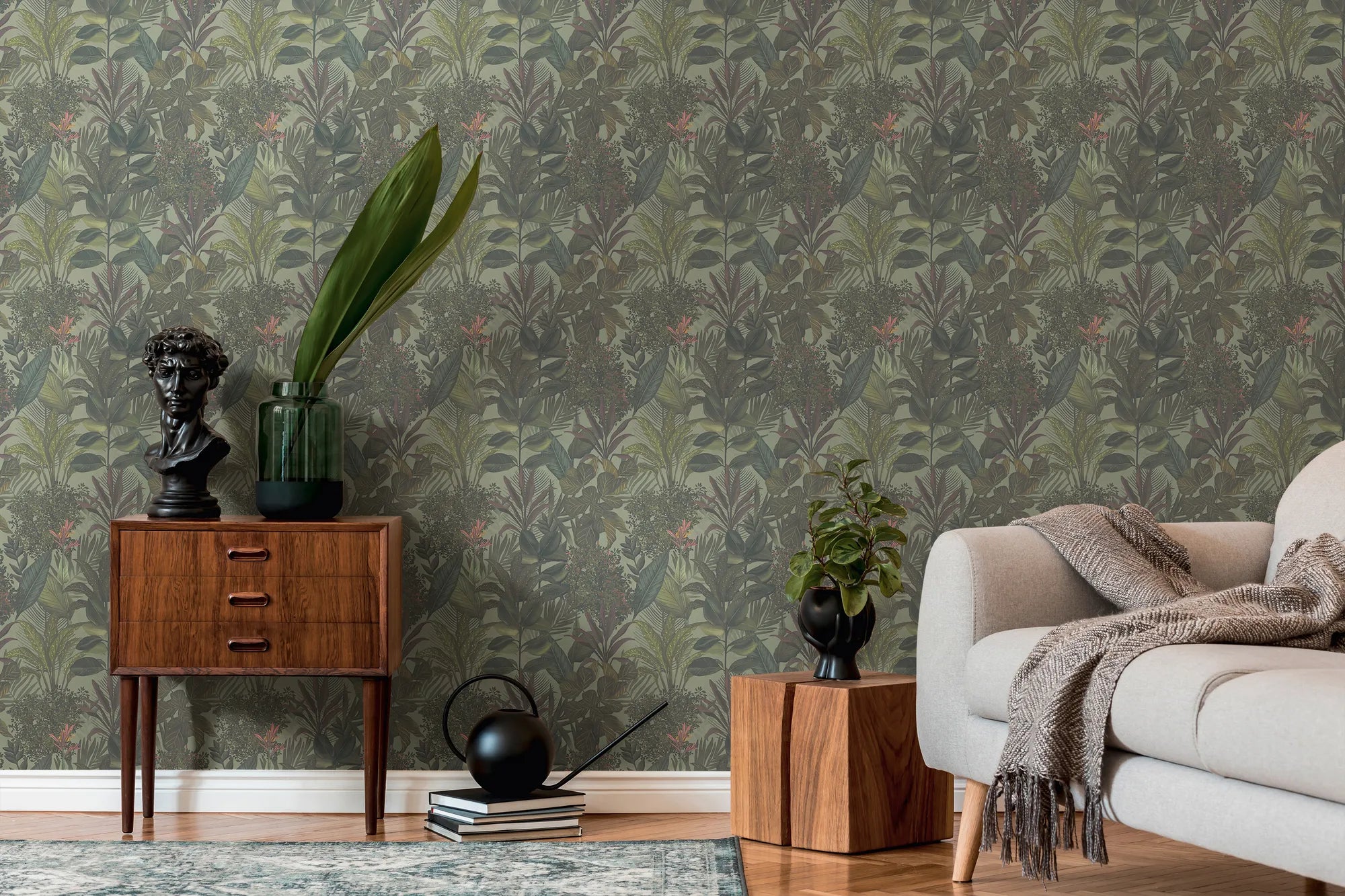 Drawn Into Nature - Mystery Jungle botanical wallpaper AS Creation