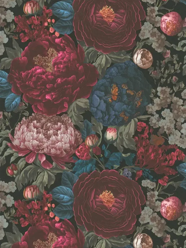 Michalsky 6 - Midnight Petal botanical wallpaper AS Creation Roll Red 399791