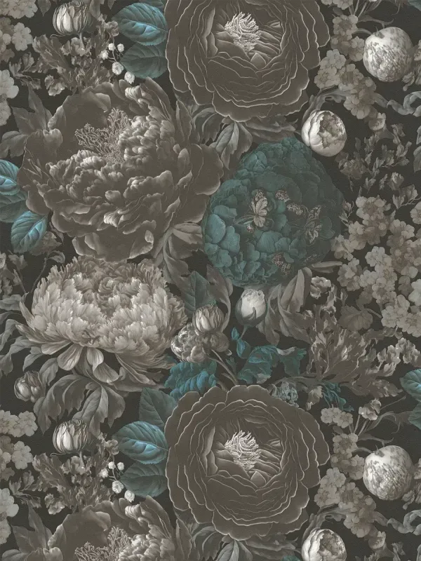 Michalsky 6 - Midnight Petal botanical wallpaper AS Creation Roll Black 399792