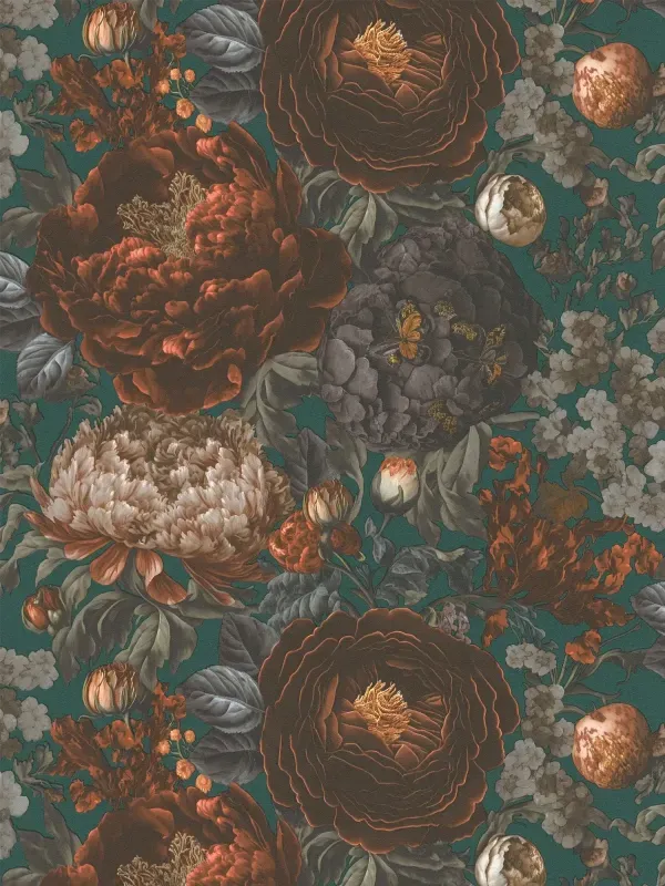 Michalsky 6 - Midnight Petal botanical wallpaper AS Creation Roll Green 399793