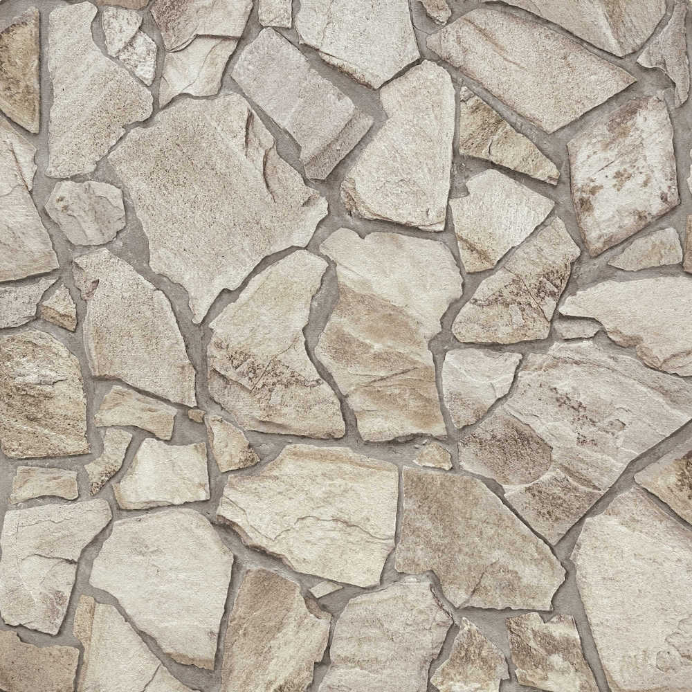 Terra -  Crazy Pavers Wall industrial wallpaper AS Creation Roll Taupe  389343