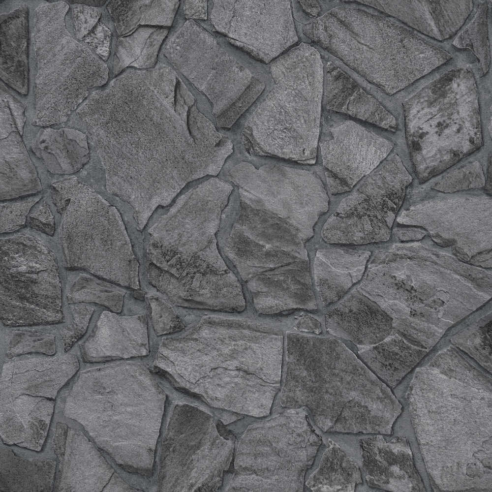 Terra -  Crazy Pavers Wall industrial wallpaper AS Creation Roll Dark Grey  389367