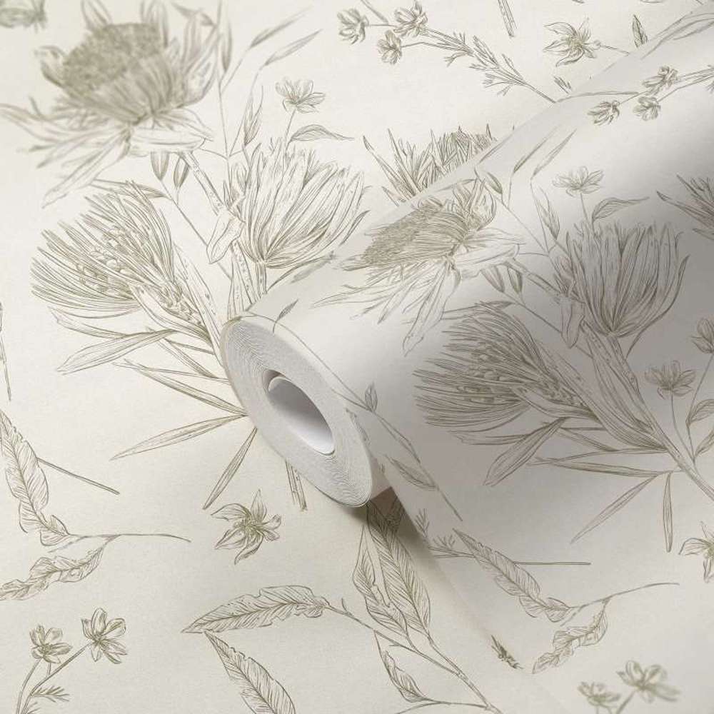 Drawn Into Nature - Protea botanical wallpaper AS Creation    